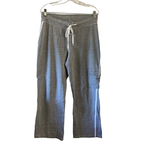 N.Y.L. New York Laundry M Gray Knit Athletic Pants with Cargo Pocket Shortened - Picture 1 of 9